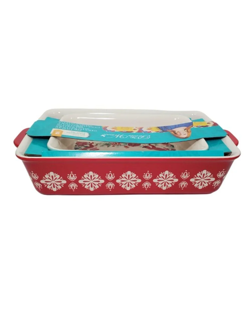 The Pioneer Woman Merry Meadow X-Mas 2-Piece Floral Rectangular Baker Set Stonew